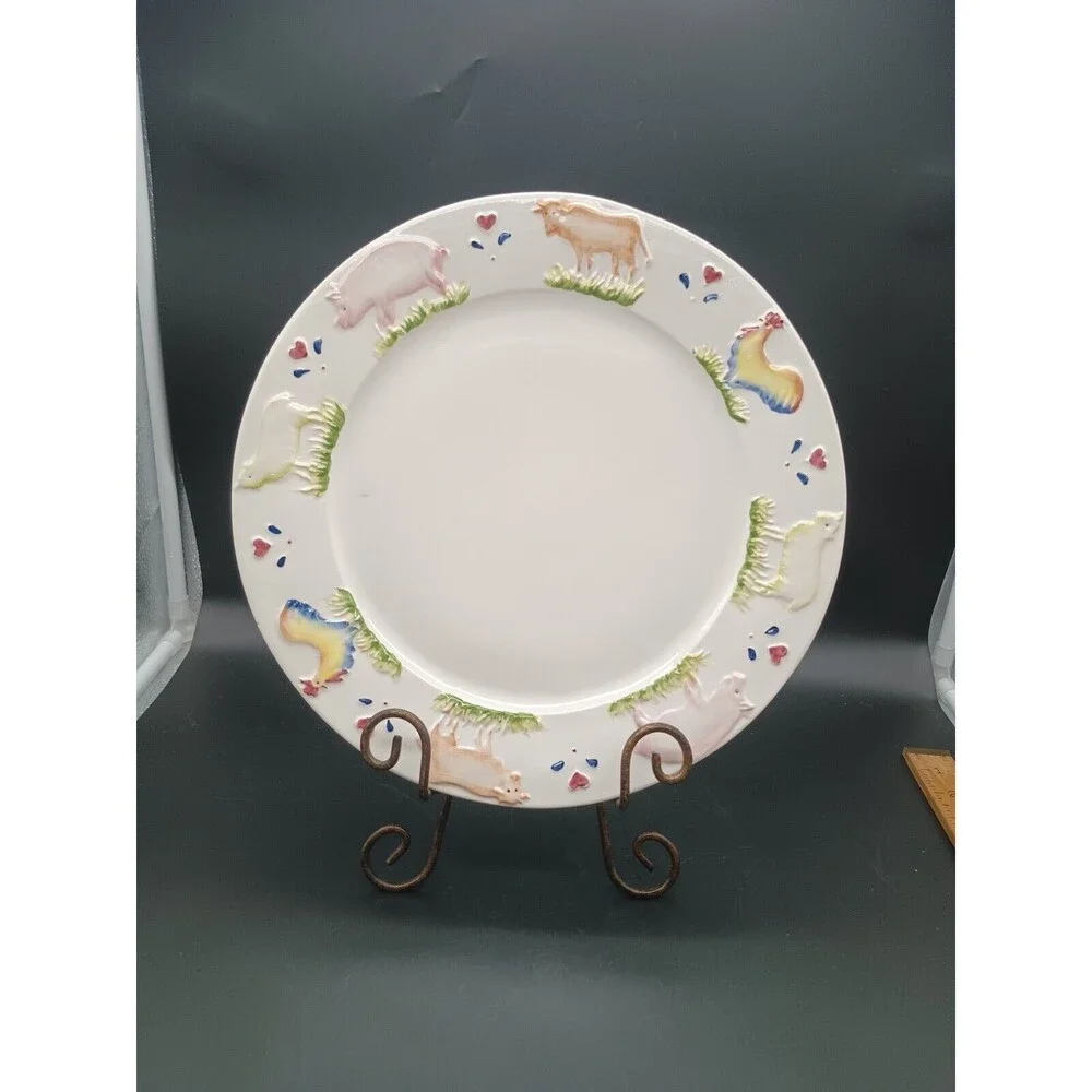 Stefani Ceramica Italy Charger Plater Barnyard Animals Cow Sheep Pig Lamb